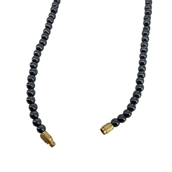 Handcrafted Hematite Beaded Necklace With Barrel Clasp 18" - Picture 5 of 5